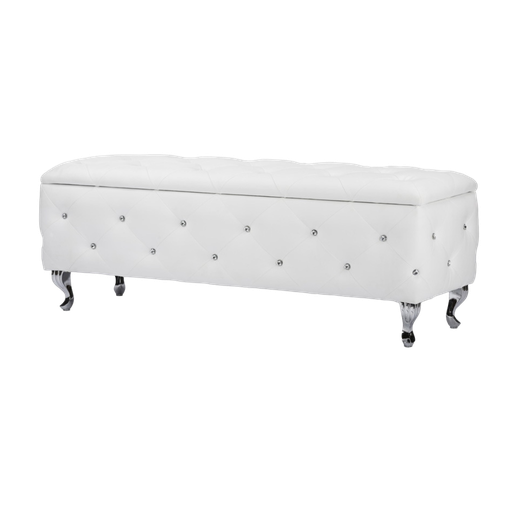 [Item #: IEBBT3112-White-Storage Bench] Seine Contemporary Bench