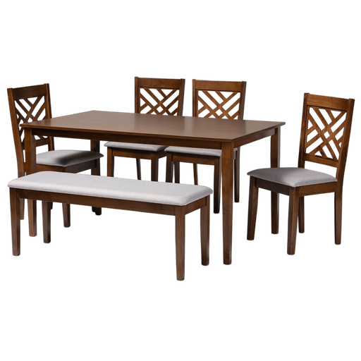 [Item #: IERH317C-Grey/Walnut-6PC Dining Set] Gustavo Dining Set