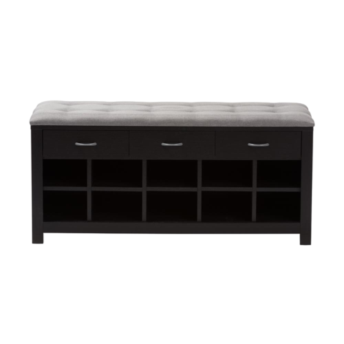 [Item #: BSOWI5374-Gray] Espresso Entryway Bench