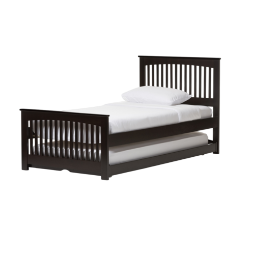 [Item #: BSOBed3-Twin-Wenge] Hevea solid Wood Bed