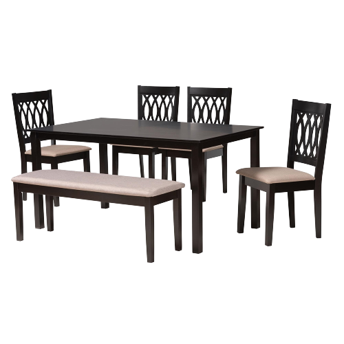 [Item #: IERH388C-Sand/Dark Brown-6PC Dining Set] Florencia Dining Set